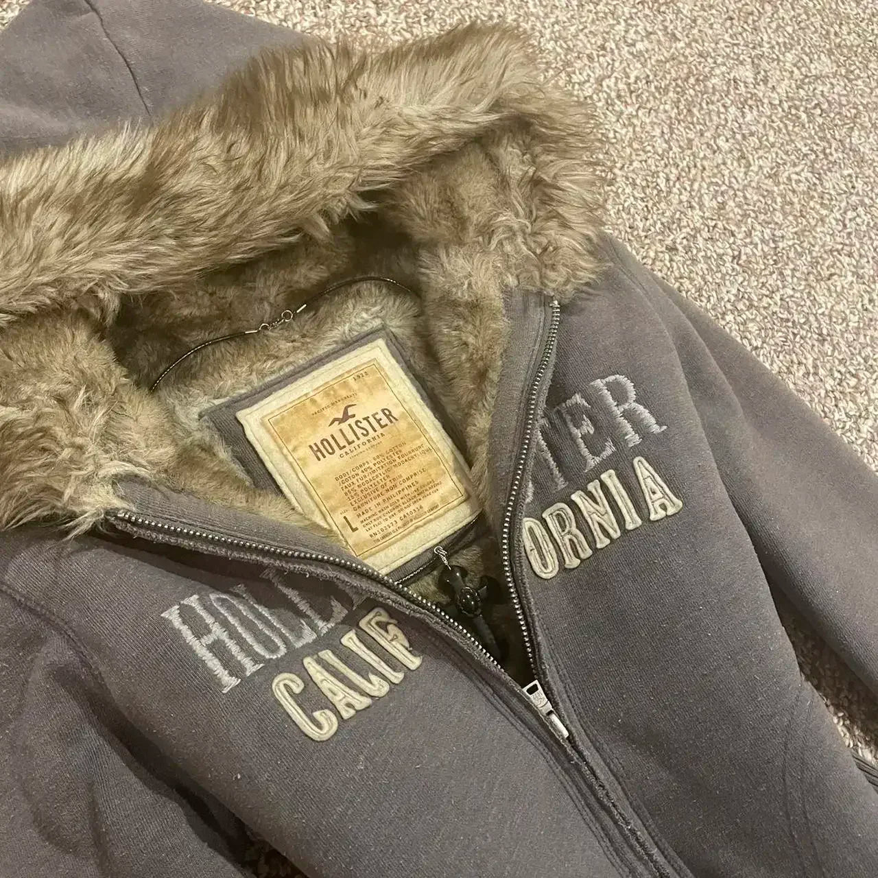 Jaqueta vintage casual com capuz e zíper
