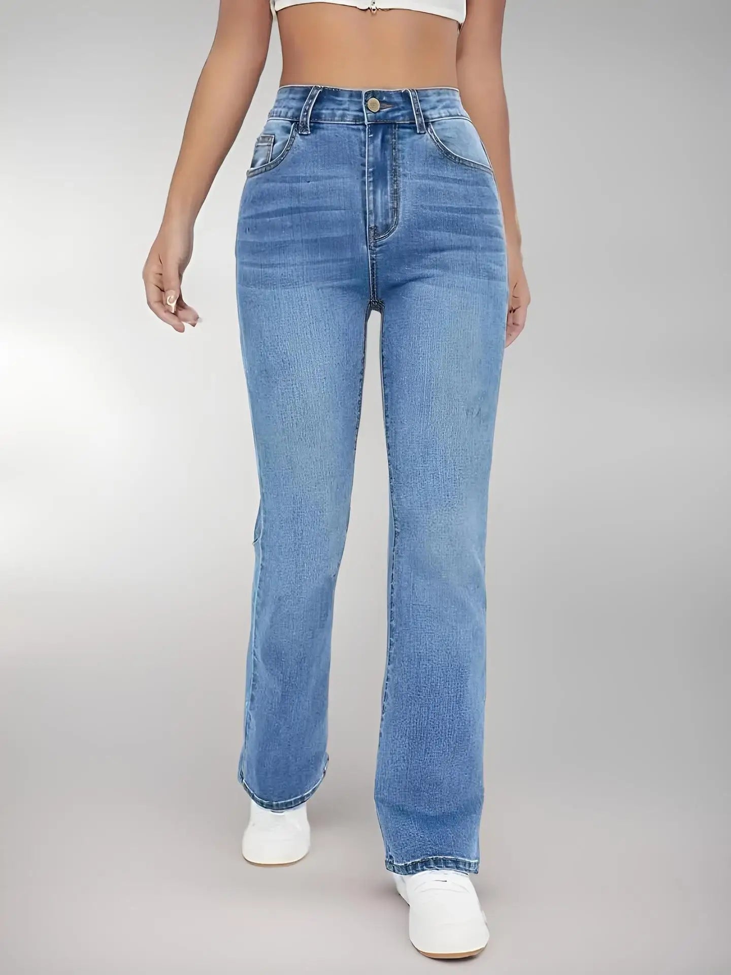 Novo jeans feminino estiloso e casual, versátil