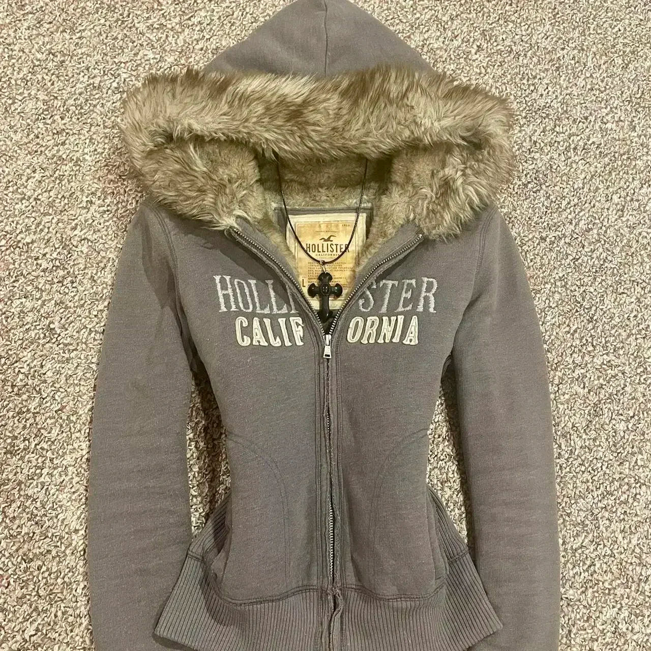 Jaqueta vintage casual com capuz e zíper