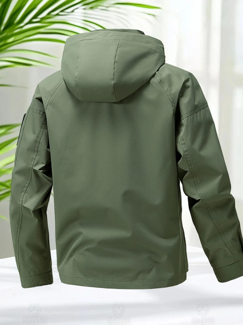 Jaqueta impermeável masculina ao ar livre softshell zip up jaqueta com capuz