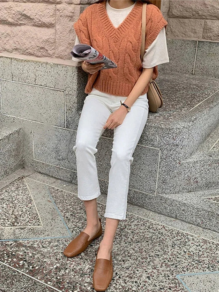 Calças jeans de algodão mulheres estiramento