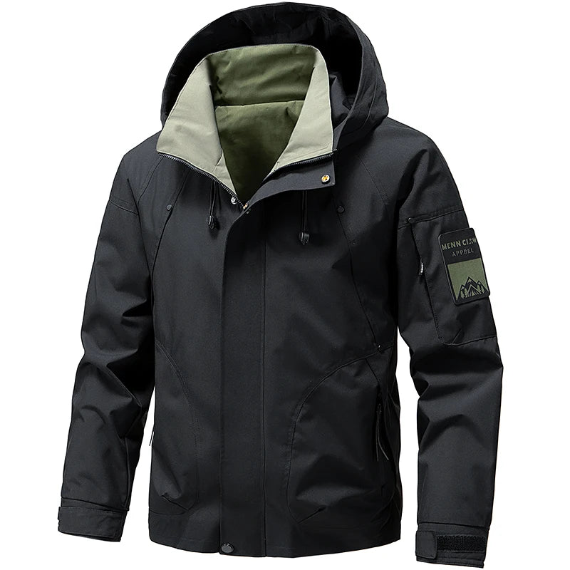 Jaqueta impermeável masculina ao ar livre softshell zip up jaqueta com capuz