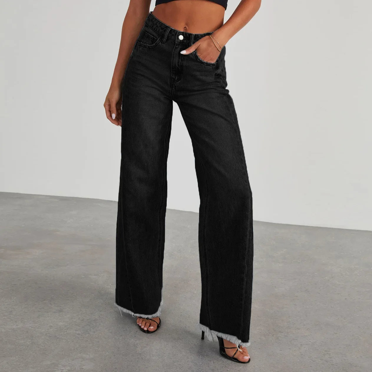 Jeans lrred de perna reta de cintura alta