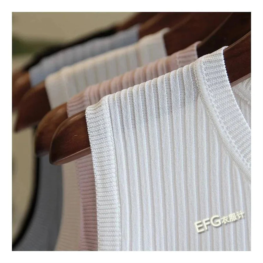 Blusa de verão sem mangas feminina, gola redonda