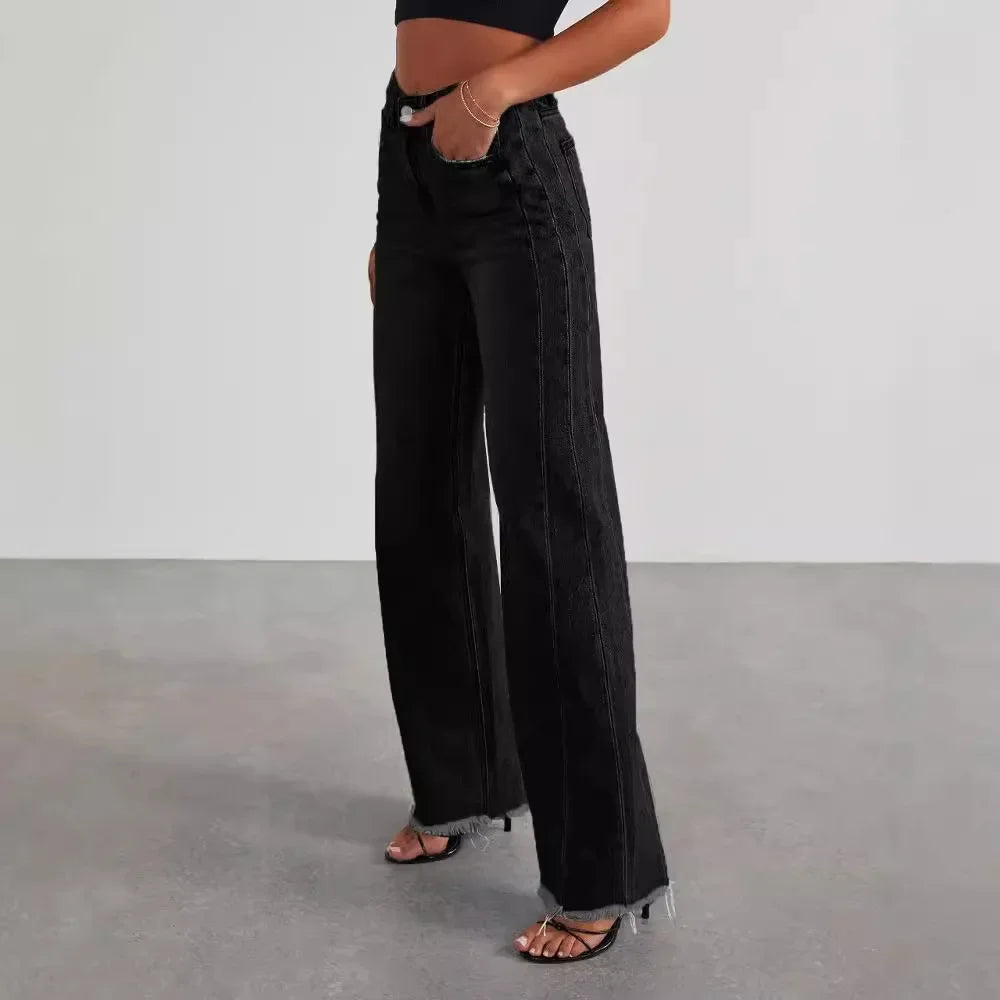 Jeans lrred de perna reta de cintura alta