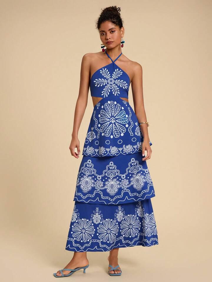 Vestido Azul Floral