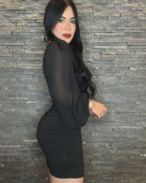 Vestido Manga Bufante Tule