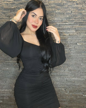 Vestido Manga Bufante Tule