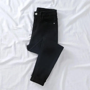 Lavagem leve 4 cores jeans feminino elegante senhora magro ajuste lápis calças novo estilo 2025 moda casual calças de cintura alta