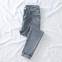 Lavagem leve 4 cores jeans feminino elegante senhora magro ajuste lápis calças novo estilo 2025 moda casual calças de cintura alta