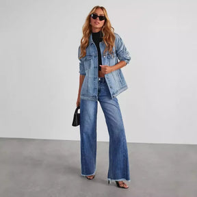Jeans lrred de perna reta de cintura alta