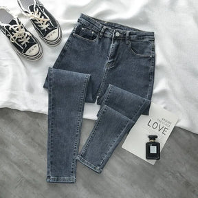 Lavagem leve 4 cores jeans feminino elegante senhora magro ajuste lápis calças novo estilo 2025 moda casual calças de cintura alta