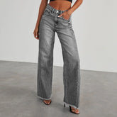 Jeans lrred de perna reta de cintura alta