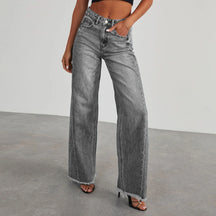 Jeans lrred de perna reta de cintura alta