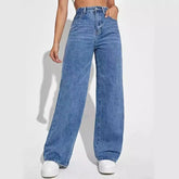 Calça jeans azul retrô da moda feminina