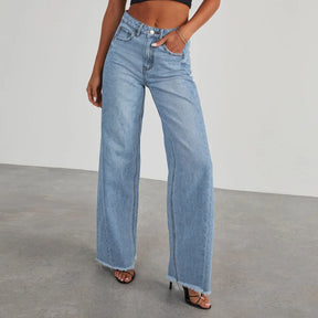 Jeans lrred de perna reta de cintura alta