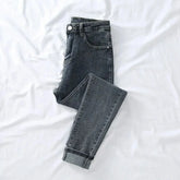 Lavagem leve 4 cores jeans feminino elegante senhora magro ajuste lápis calças novo estilo 2025 moda casual calças de cintura alta