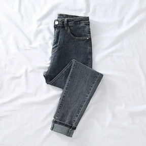 Lavagem leve 4 cores jeans feminino elegante senhora magro ajuste lápis calças novo estilo 2025 moda casual calças de cintura alta