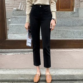Calças jeans de algodão mulheres estiramento