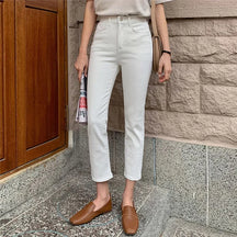 Calças jeans de algodão mulheres estiramento