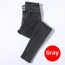 Lavagem leve 4 cores jeans feminino elegante senhora magro ajuste lápis calças novo estilo 2025 moda casual calças de cintura alta