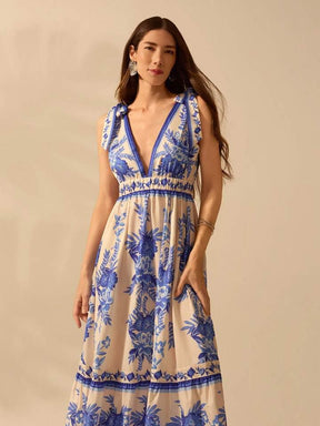 Vestido Azul Floral